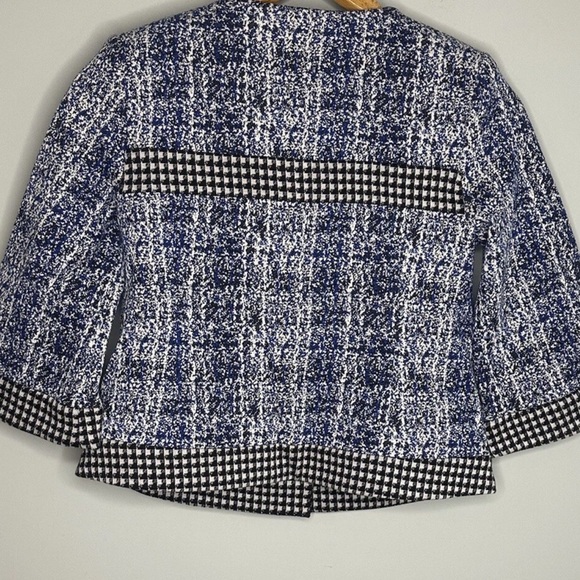 CAbi Reina 21 Club Suit Set Jacket Small & Skirt Size 2 Blue Black Tweed Set - Picture 8 of 11
